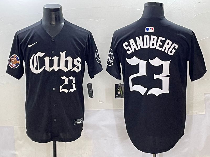 Men 2025 Chicago Cubs #23 Sandberg Black Five generations Joint Name Nike MLB Jersey style 11->youth mlb jersey->Youth Jersey